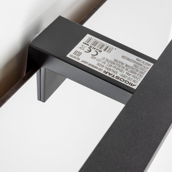 Aigostar - Illuminazione per specchio da bagno LED/12W/230V 4000K 60 cm IP44 nero