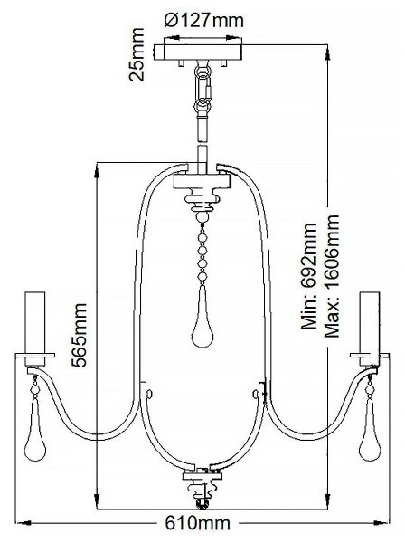Quintiesse QN-KARLEE5 - Lampadario a stelo KARLEE 5xE14/60W/230V cromo opaco