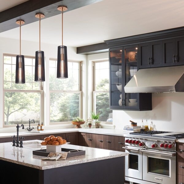 Quintiesse QN-LINARA-P-BK - Lampada a sospensione LINARA con asta 1xE27/60W/230V nero/oro