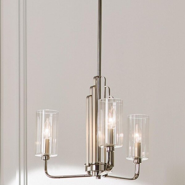 Quintiesse QN-KIMROSE3-PN - Lampadario su asta KIMROSE 3xE14/40W/230V cromo lucido