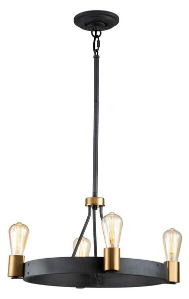 Quintiesse QN-SILAS-4P-DZ - Lampadario su asta SILAS 4xE27/60W/230V nero/oro