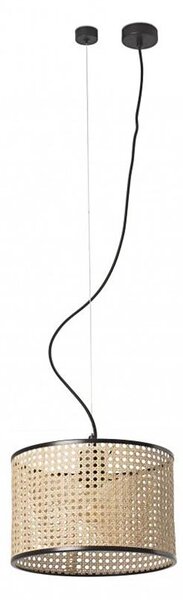 FARO 64314-48 - Lampadario a sospensione con filo MAMBO 1xE27/15W/230V rattan/nero