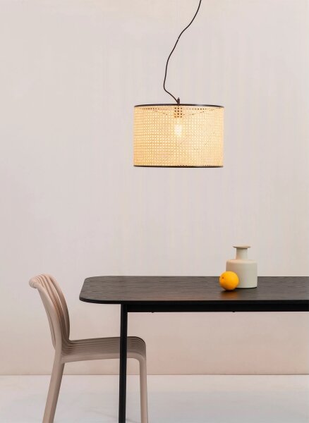 FARO 64314-49 - Lampadario su corda MAMBO 1xE27/15W/230V d. 45 cm rattan/nero