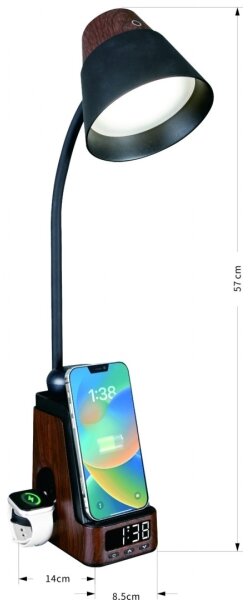 Immax 08999L - Lampada da tavolo LED+CCT dimmerabile con ricarica wireless Qi IDEAL LED/8W/230V, marrone