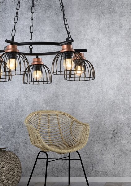 Prezent 75466 - Lampadario a sospensione con catena BASKET 5xE27/60W/230V