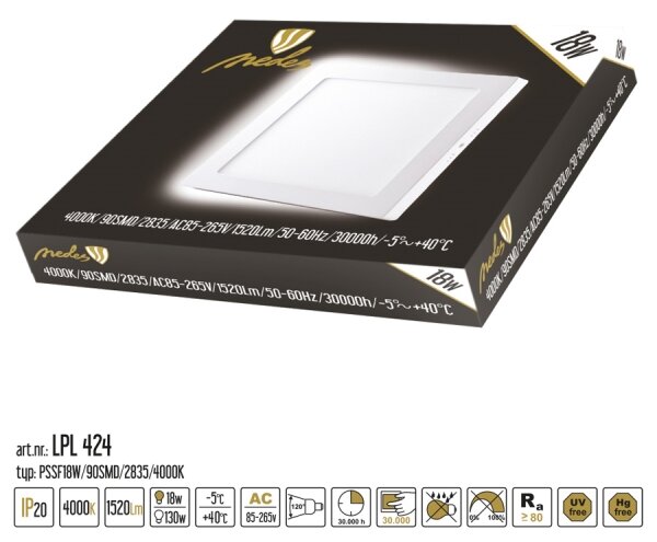 Plafoniera LED LED/18W/230V 4000K 22,5x22,5 cm
