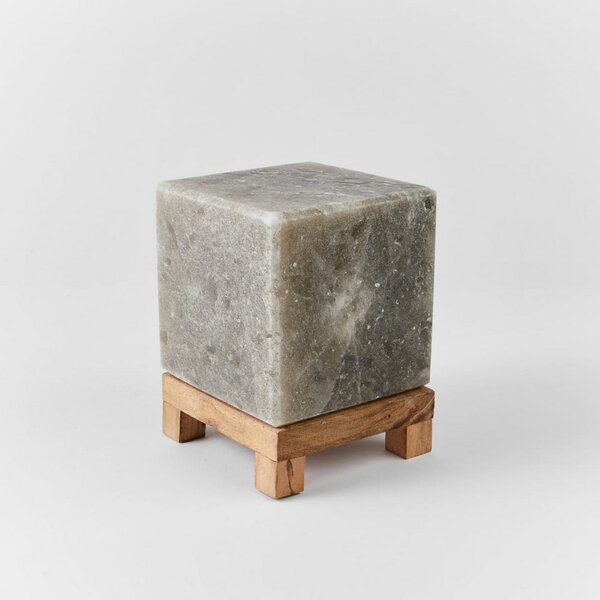 Lampada di Sale Himalayano Rosa naturale a forma di Cubo Grigio 4Kg