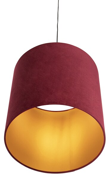 Lampada a sospensione con paralume in velluto rosso con oro 40 cm - Combi
