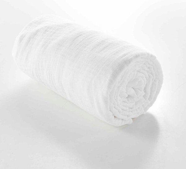 Telo di mussola elasticizzato bianco 160x200 cm Angelia - douceur d'intérieur