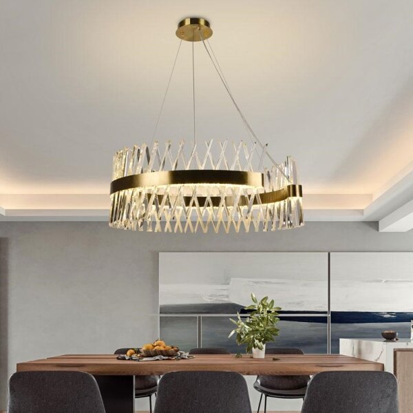 Lampadario a sospensione con filo LED dimmerabile LED/175W/230V 3000-6500K oro + telecomando