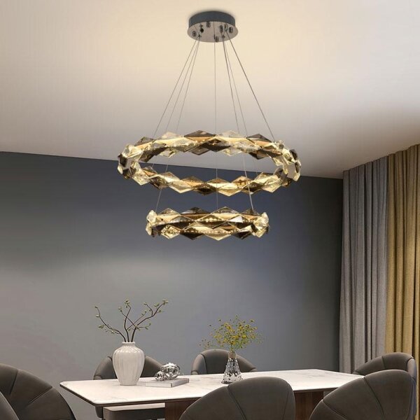 Lampadario a sospensione con filo LED dimmerabile LED/65W/230V 3000-6500K cromo + telecomando