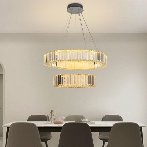 Lampadario a sospensione con filo LED dimmerabile LED/65W/230V 3000-6500K cromo + telecomando