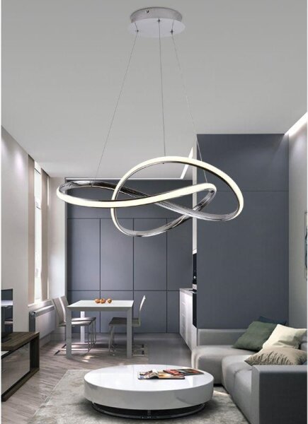 Lampadario a sospensione con filo LED dimmerabile LED/70W/230V 3000-6500K cromo + telecomando