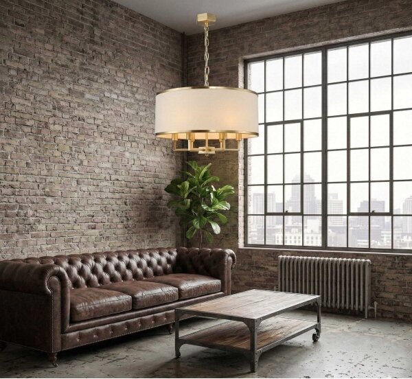 Open Design OR80230 - Lampadario a catena CASA 6xE14/15W/230V crema/ottone