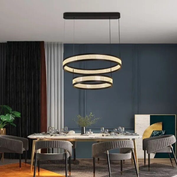 Lampadario a sospensione con filo LED dimmerabile LED/70W/230V nero + telecomando