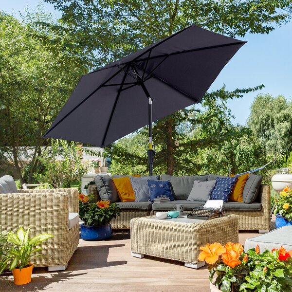 Outsunny Ombrellone da Giardino Inclinabile, Apertura a Manovella, Φ2.7x2.35m Grigio|Aosom