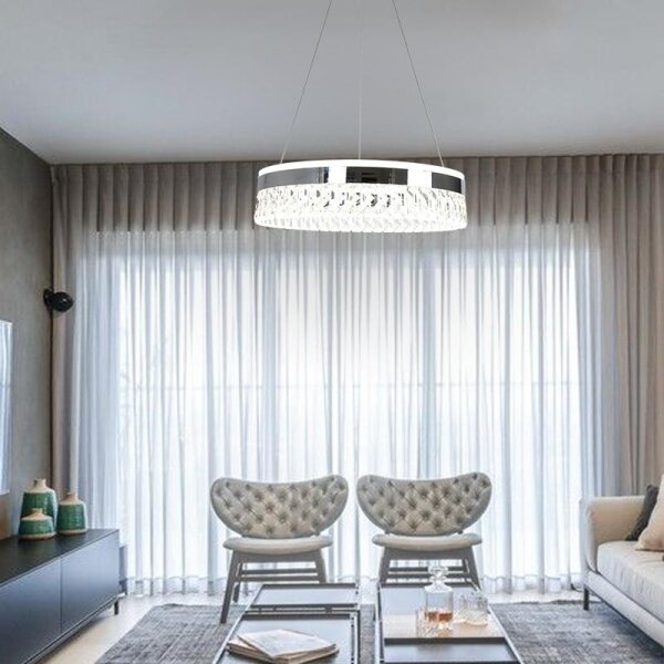 Lampadario a sospensione con filo LED dimmerabile LED/90W/230V 3000-6500K cromo + telecomando