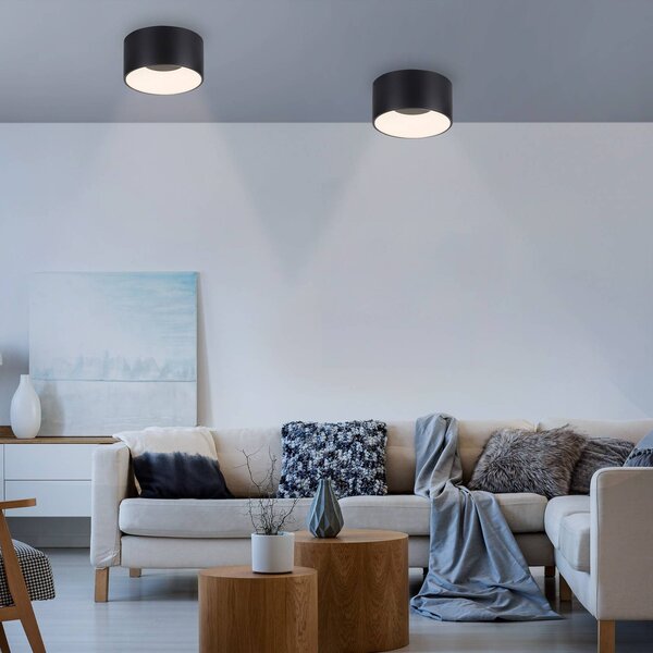 JUST LIGHT. GmbH Plafoniera a LED Tanika, dimmerabile, Nero, Soggiorno / Sala da pranzo, Ceramica, Moderno, Plafoniera LED