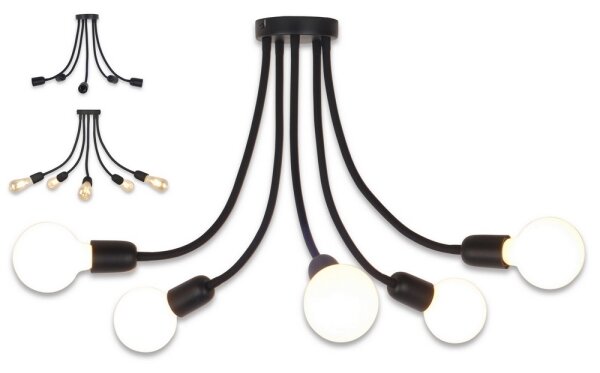 Top Light Galileo 5 C - Lampadario a sospensione con supporto rigido 5xE27/40W/230V nero