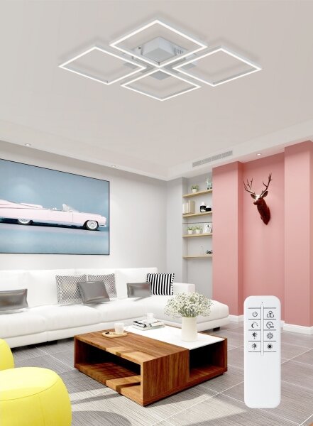 Top Lampada - Lampadario a plafone LED dimmerabile R4xLED/16,25W/230V quadrato bianco + +TC