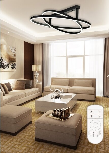 Top Lampada - Lampadario a plafone LED dimmerabile SATURN 2xLED/25W/230V nero + +TC