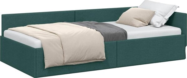 Cornice del letto ad angolo Verde Scuro 100 cm x 200 cm Tessuto