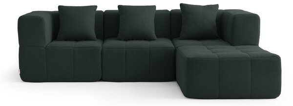 MILYSOFA SOFABULOUS: divano angolare modulare a 3 posti con chaise longue, raffinato tessuto a riccioli, verde bosco