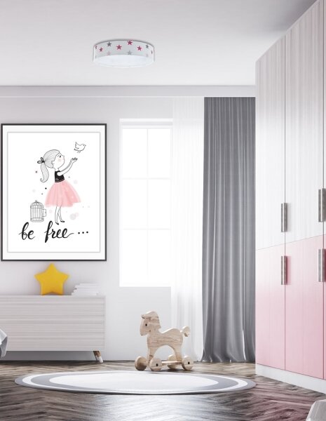 Luce LED dimmerabile GALAXY KIDS LED/24W/230V stelle bianche/rosa/grigio + tc
