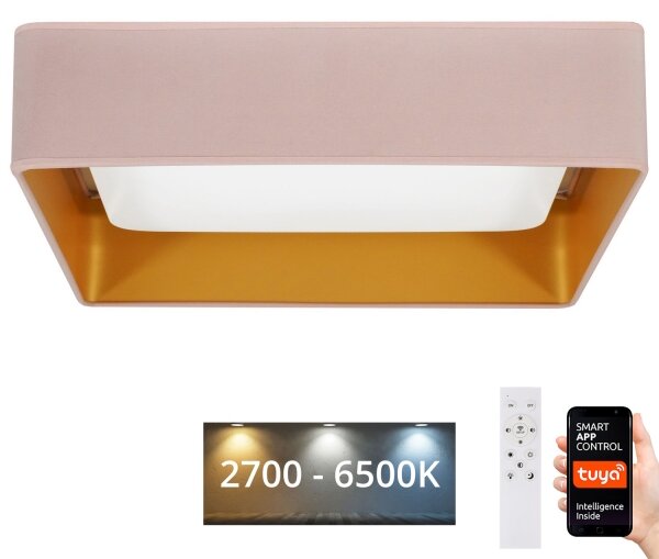 Brilagi-LED Plafoniera dimmerabile VELVET SQUARE LED/36W/230V Wi-Fi Tuya + telecomando rosa