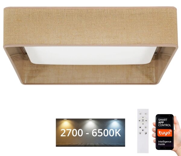 Brilagi-LED Lampada dimmerabile VELVET SQUARE LED/36W/230V Wi-Fi Tuya+telecomando marrone