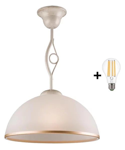Brilagi - Lampadario a sospensione con supporto rigido LED ANTICO 1xE27/60W/230V bianco patinato