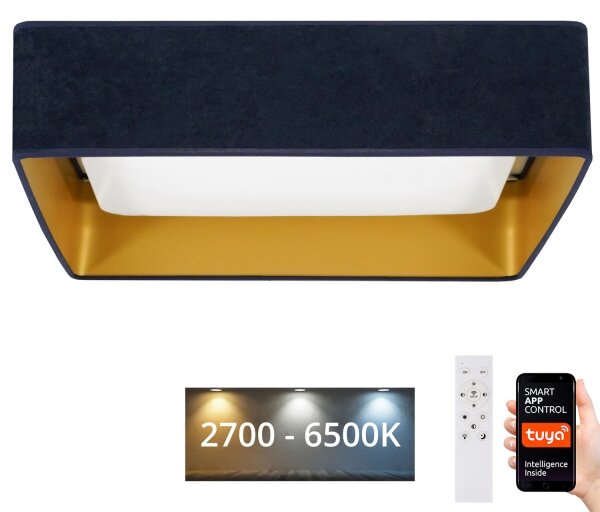 Brilagi-LED Lampada dimmerabile VELVET SQUARE LED/36W/230V Wi-Fi Tuya+telecomando blu scuro
