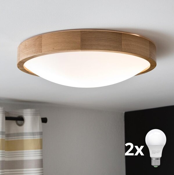 Brilagi - Plafoniera LED CARVALHO SLIM 2xE27/15W/230V rovere diam. 37 cm