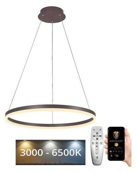 Brilagi - Lampadario LED dimmerabile a sospensione con cavo CIRCLE LED/42W/230V 3000-6500K marrone + telecomando