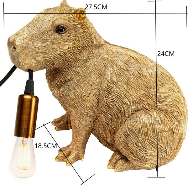 KARE Lampada da tavolo Animal Capybara, Ottone / Oro, Soggiorno / Sala da pranzo, Plastica, Moderno, Lampada da tavolo