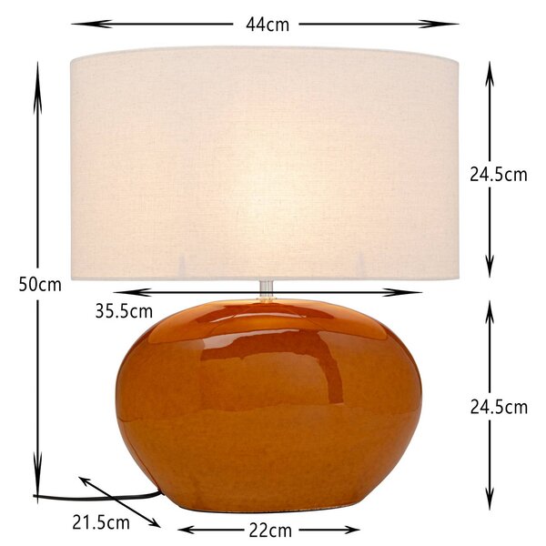 KARE Lampada da tavolo Beo, Giallo / Arancione, Soggiorno / Sala da pranzo, Tessuto / Stoffa / Seta, Scandinavo, Lampada da tavolo