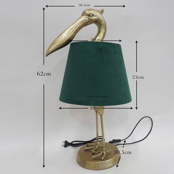 KARE Lampada da tavolo Pelican, Ottone / Oro, Soggiorno / Sala da pranzo, Tessuto / Stoffa / Seta, Moderno, Lampada da tavolo