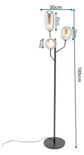 KARE Lampada da terra Columbo, Chiaro / Trasparente, Soggiorno / Sala da pranzo, Vetro, Moderno, Lampada da terra