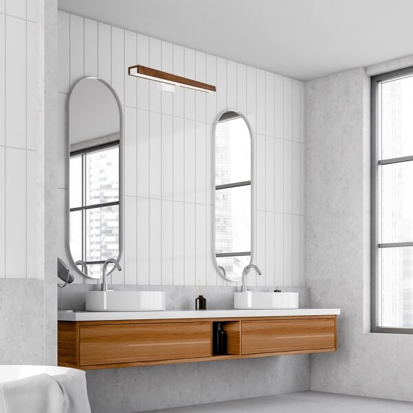 Brilagi-Illuminazione a LED per specchi da bagno WOODY MIRROR LED/12W/230V IP44 quercia/bianco