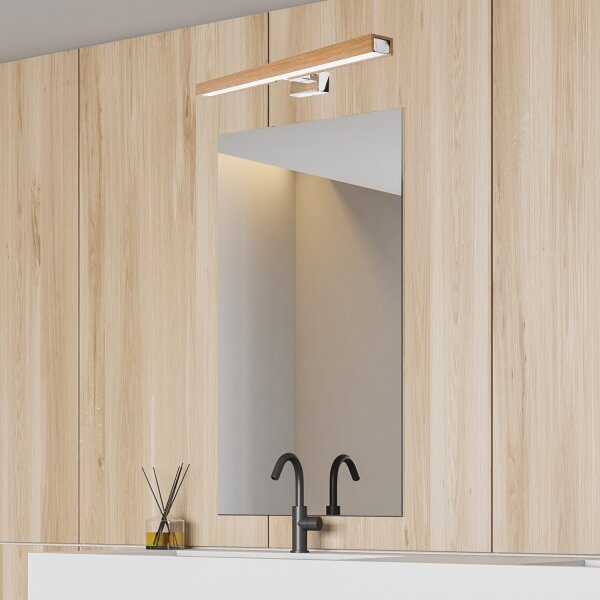 Brilagi-Illuminazione a LED per specchi da bagno WOODY MIRROR LED/12W/230V IP44 quercia/cromo