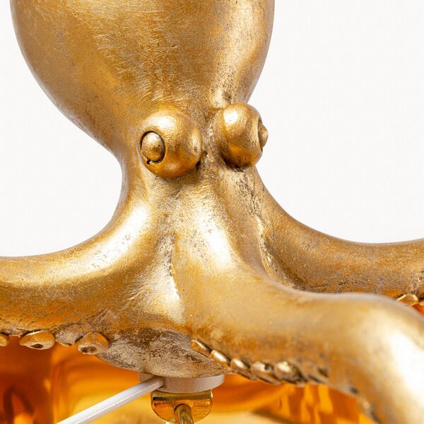 KARE Lampada da tavolo Octopus, Ottone / Oro, Soggiorno / Sala da pranzo, Tessuto / Stoffa / Seta, Moderno, Lampada da tavolo