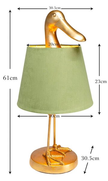 KARE Lampada da tavolo Tischleuchte Duck, Verde, Soggiorno / Sala da pranzo, Tessuto / Stoffa / Seta, Moderno, Lampada da tavolo