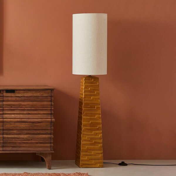 KARE Lampada da terra Siena, Giallo / Arancione, Soggiorno / Sala da pranzo, Tessuto / Stoffa / Seta, Vintage, Lampada da terra