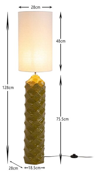 KARE Lampada da terra Luma, Verde, Soggiorno / Sala da pranzo, Tessuto / Stoffa / Seta, Scandinavo, Lampada da terra