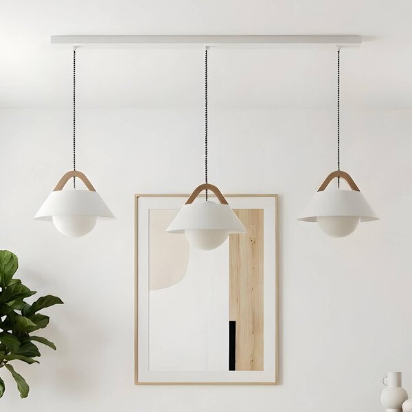 Lampada a sospensione Funda Luminex, dimmerabile, Bianco / Opale, Soggiorno / Sala da pranzo, Metallo, Scandinavo, Lampada a sospensione