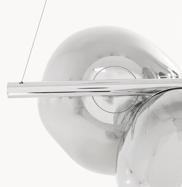 KARE Lampada a sospensione in vetro Burbuja, dimmerabile, Alluminio / Grigio / Zincato, Soggiorno / Sala da pranzo, Vetro, Moderno, Lampada a sospensione