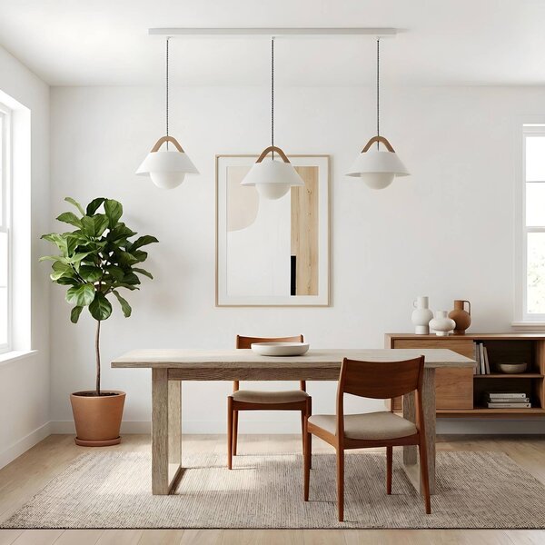 Lampada a sospensione Funda Luminex, dimmerabile, Bianco / Opale, Soggiorno / Sala da pranzo, Metallo, Scandinavo, Lampada a sospensione