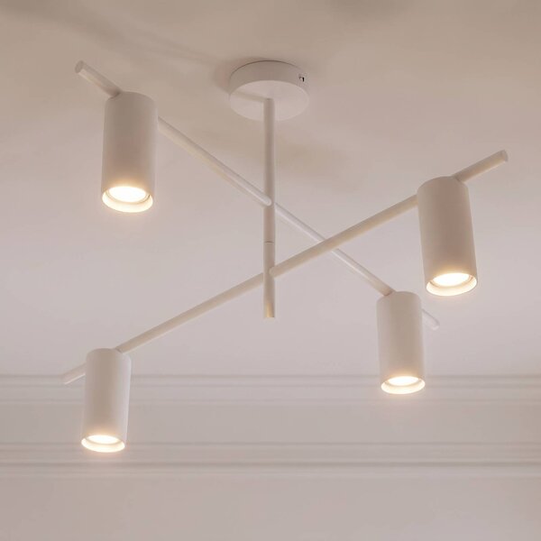 Plafoniera soffitto Marilou Lindby, dimmerabile, Bianco / Opale, Soggiorno / Sala da pranzo, Metallo, Moderno, Plafoniera