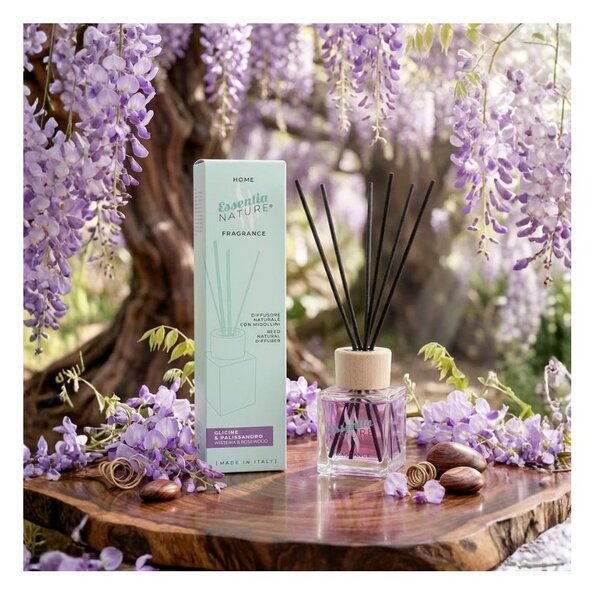 Essentia Nature Home Fragrance Glamour Glicine & Palissandro 200ml Diffusore Naturale di Profumi per Ambiente con Midollini