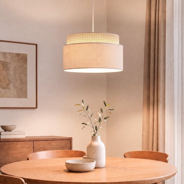 Lampada a sospensione Duolla, Milano, Beige, Soggiorno, Tessuto / Tessile, Giovanile